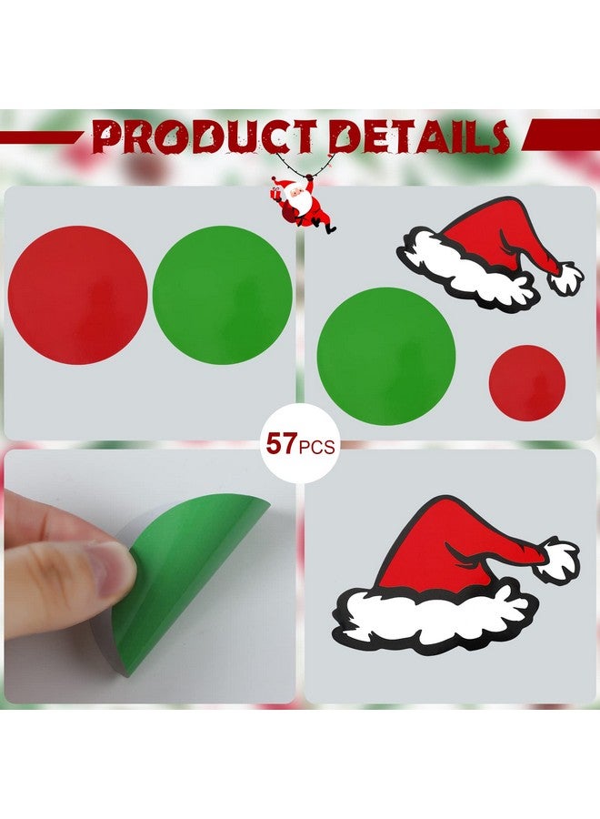 Geyee Lime Green Red Vinyl Wall Stickers and Santa Hat Wall Decals Stickers Removable Adhesive Round Circles Polka Dots Vinyl Decals for Bathroom Kids Room Nursery Xmas Party Decor - Image 4