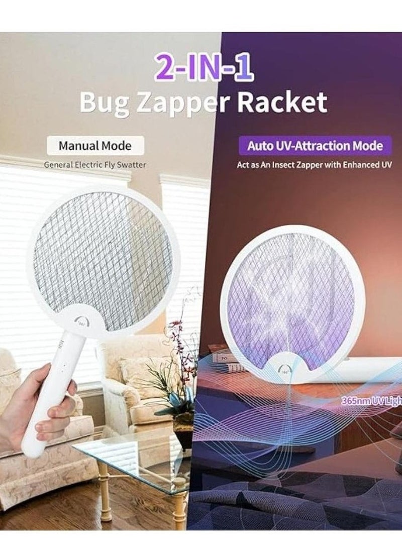 2-in-1 Electric Mosquito Bat & Killer Lamp – 3000V Bug Zapper, 180° Rotating Handle, USB-C Rechargeable 1200mAh Battery, Indoor & Outdoor Fly & Insect Swatter - Image 2