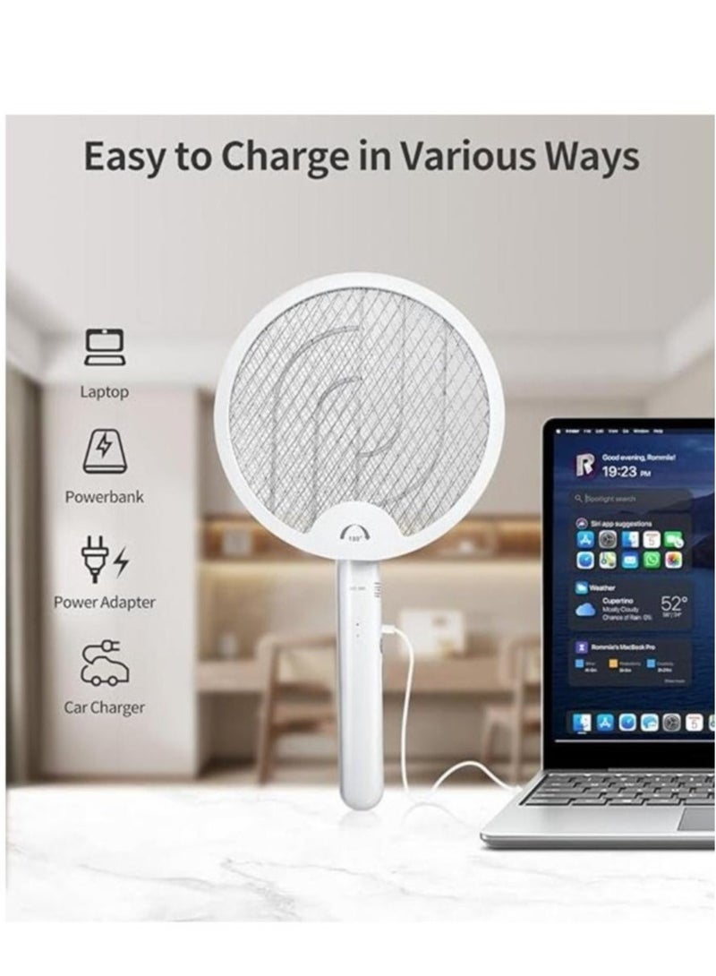 2-in-1 Electric Mosquito Bat & Killer Lamp – 3000V Bug Zapper, 180° Rotating Handle, USB-C Rechargeable 1200mAh Battery, Indoor & Outdoor Fly & Insect Swatter - Image 4