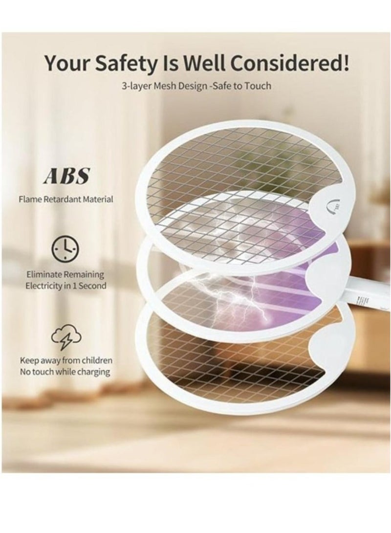 2-in-1 Electric Mosquito Bat & Killer Lamp – 3000V Bug Zapper, 180° Rotating Handle, USB-C Rechargeable 1200mAh Battery, Indoor & Outdoor Fly & Insect Swatter - Image 5