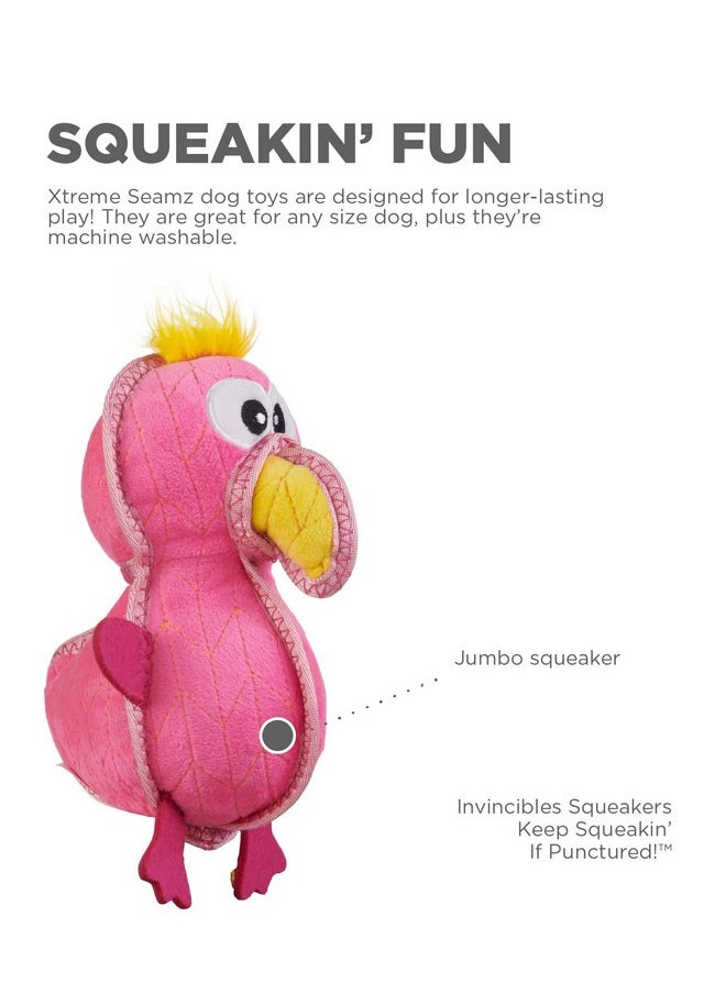 اوتورد هاوند لعبة الكلاب Outward Hound Xtreme Seamz Flamingo Squeaky المتينة  - Image 2