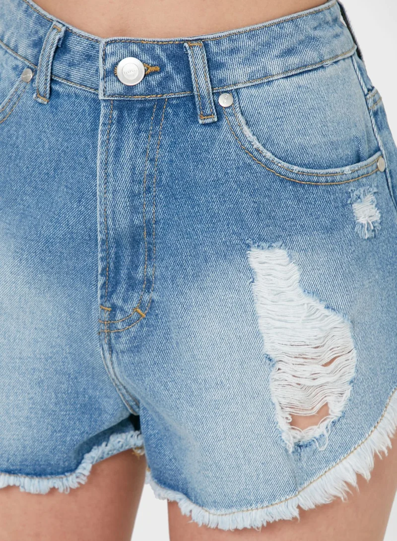 boohoo Denim Ripped Shorts