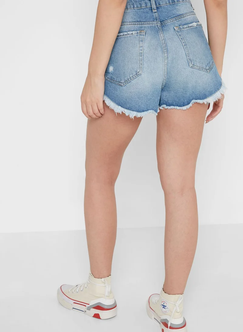 boohoo Denim Ripped Shorts