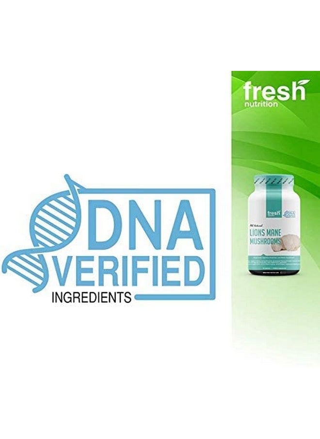 Fresh Nutrition - Organic Lions Mane Mushroom Capsules Strongest Dna Verified Formula Rich In Alpha Glucan Powerful Superfood Supplement Vegan Friendly Non Gmo Gluten Free - Image 1