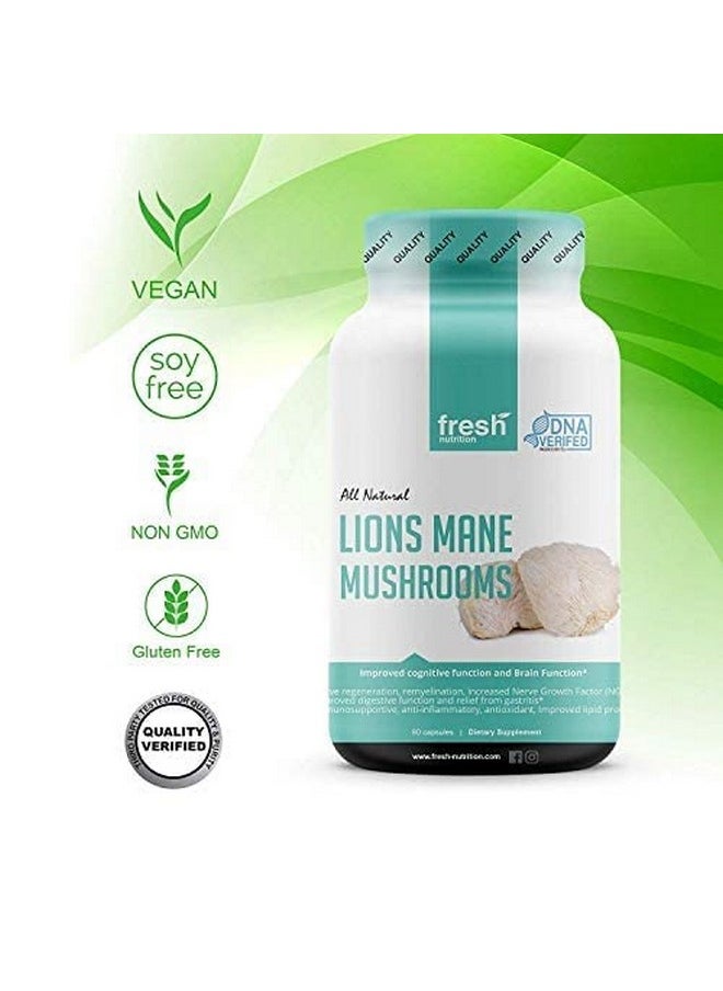 Fresh Nutrition - Organic Lions Mane Mushroom Capsules Strongest Dna Verified Formula Rich In Alpha Glucan Powerful Superfood Supplement Vegan Friendly Non Gmo Gluten Free - Image 1