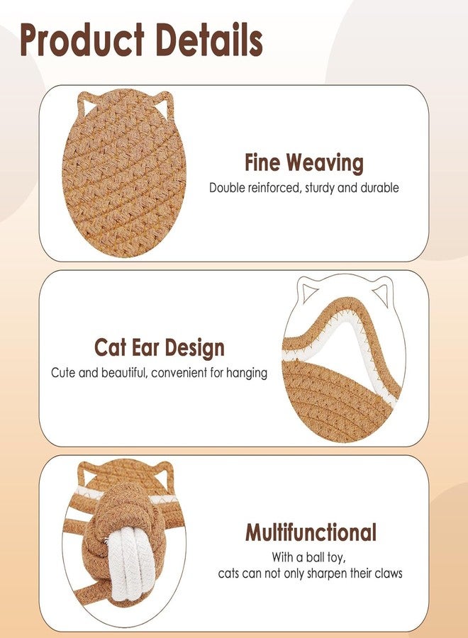 bosig® Hand Woven Cartoon cat Scratch pad with Catnip Ball Comfortable Cotton Thread mat cat Claw Sharpening pad for Cats Kittens Horizontal Floor cat Scratching Pads for Indoor Cats, pet Play mat - Image 5
