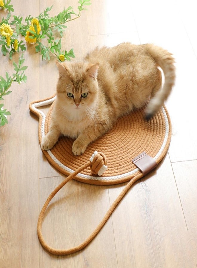bosig® Hand Woven Cartoon cat Scratch pad with Catnip Ball Comfortable Cotton Thread mat cat Claw Sharpening pad for Cats Kittens Horizontal Floor cat Scratching Pads for Indoor Cats, pet Play mat - Image 1