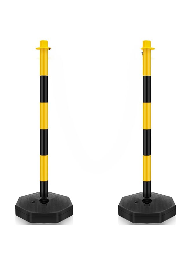 Traffic Delineator Post Cone, Plastic Stanchion Post Set Crowd Control Hooks for Parking Construction Caution Roads - Image 1