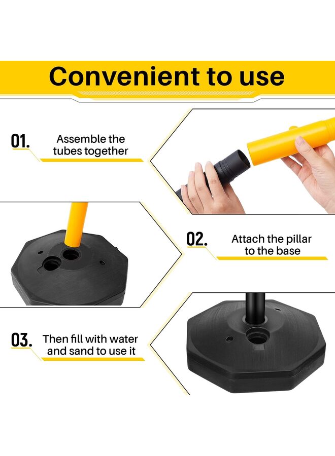 Traffic Delineator Post Cone, Plastic Stanchion Post Set Crowd Control Hooks for Parking Construction Caution Roads - Image 2