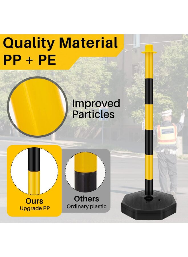 Traffic Delineator Post Cone, Plastic Stanchion Post Set Crowd Control Hooks for Parking Construction Caution Roads - Image 3