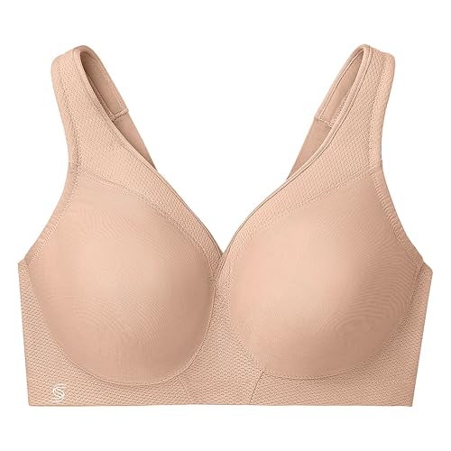 Glamorise Full Figure Plus Size MagicLift Seamless Sports Bra Wirefree #1006 Café - Image 3