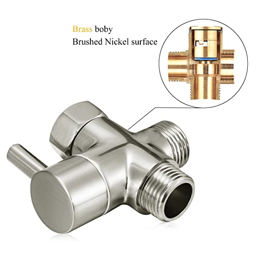 Sneatup Solid Brass 3-way G1/2 Shower Diverter (Brushed Nickel) - Image 2