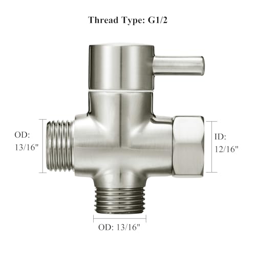 Sneatup Solid Brass 3-way G1/2 Shower Diverter (Brushed Nickel) - Image 3