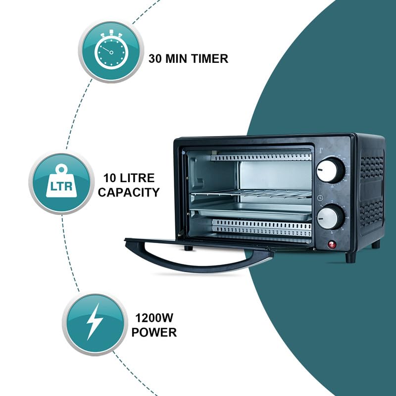 iBELL WAVE10 OTG Oven – 10L Compact Design, 1200W Power | Multi-Function Oven, Toaster & Griller with Adjustable Temperature and Timer Control - Image 3