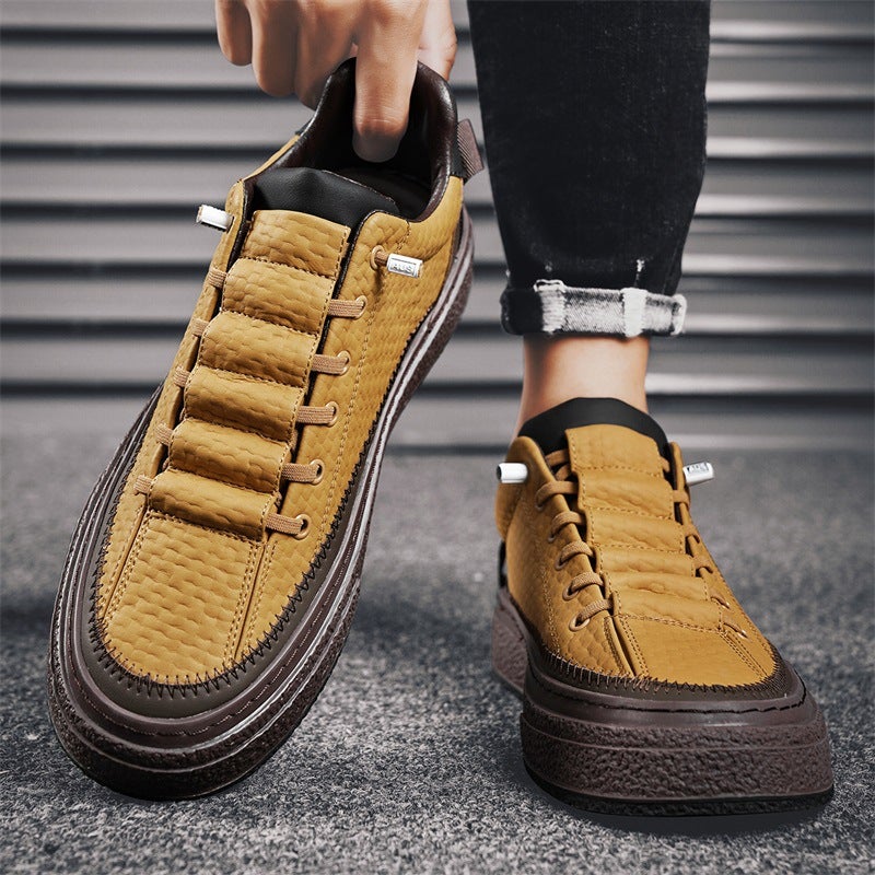 National Fashion Live Broadcast New Casual Shoes Niche Design Platform Board Shoes Hong Kong Style Breathable Bread Shoes Outdoor Workwear Men'S Shoes - Image 5