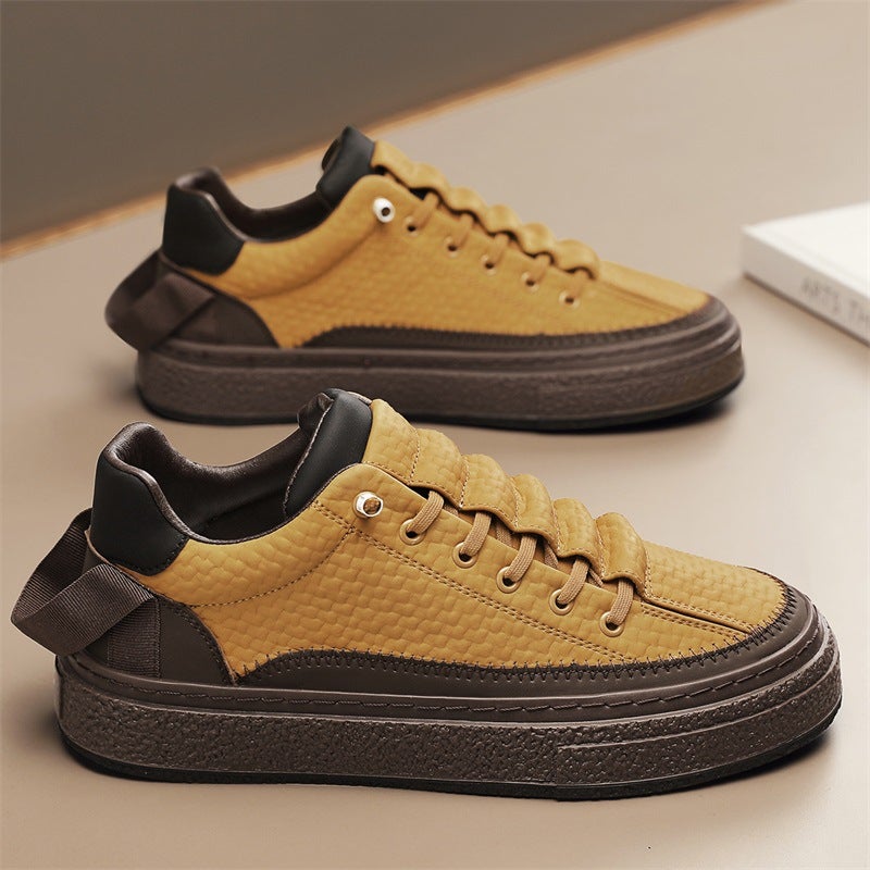 National Fashion Live Broadcast New Casual Shoes Niche Design Platform Board Shoes Hong Kong Style Breathable Bread Shoes Outdoor Workwear Men'S Shoes - Image 4