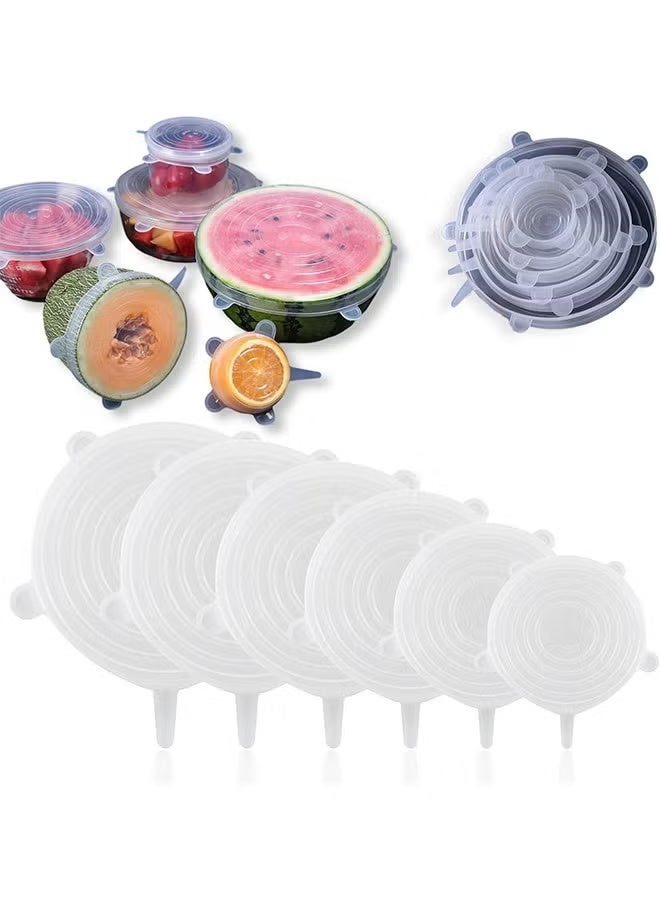 أغطية سيليكون قابلة لإعادة الاستخدام لتخزين الطعام، 6 أحجام مختلفة لتناسب معظم حاويات الطعام، آمنة للاستخدام في الميكروويف وغسالة الأطباق - Image 1