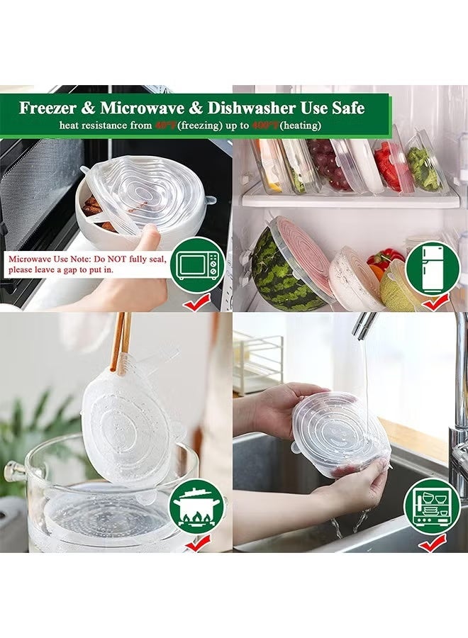أغطية سيليكون قابلة لإعادة الاستخدام لتخزين الطعام، 6 أحجام مختلفة لتناسب معظم حاويات الطعام، آمنة للاستخدام في الميكروويف وغسالة الأطباق - Image 5