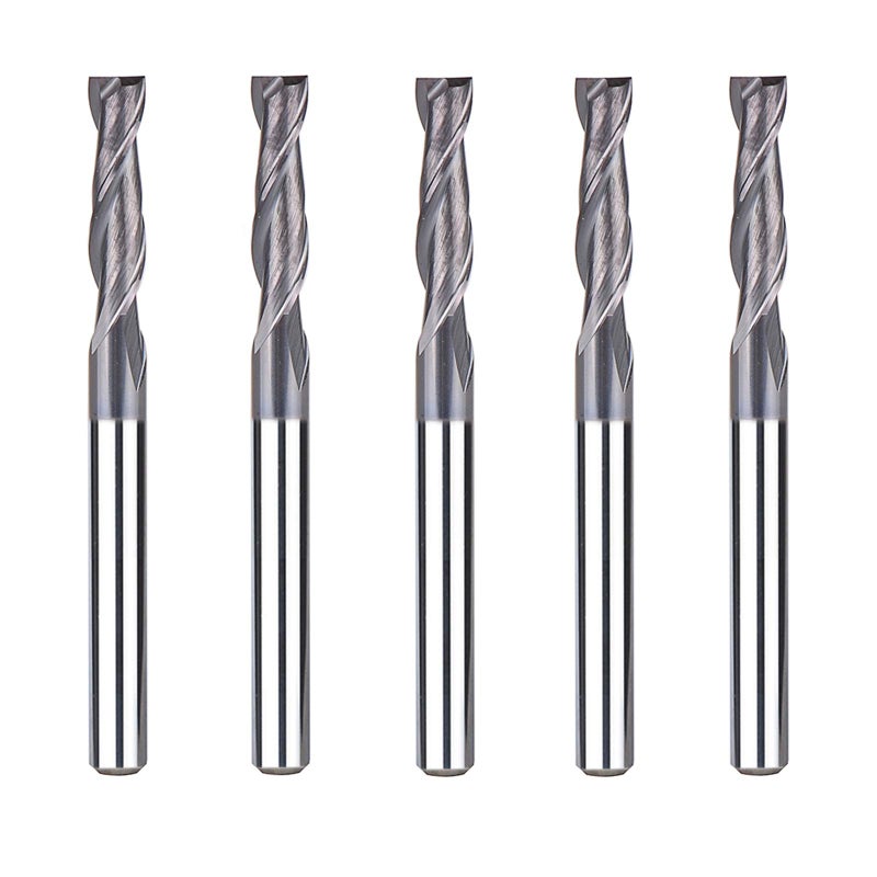 SpeTool أداة سبوتول 5 قطع قاطع نهاية كربيد ذو أنف مربع 2 شفرات 1/8 بوصة مع قضيب 1/8 بوصة أدوات ماكينة CNC، مطلي TiAlN - Image 1