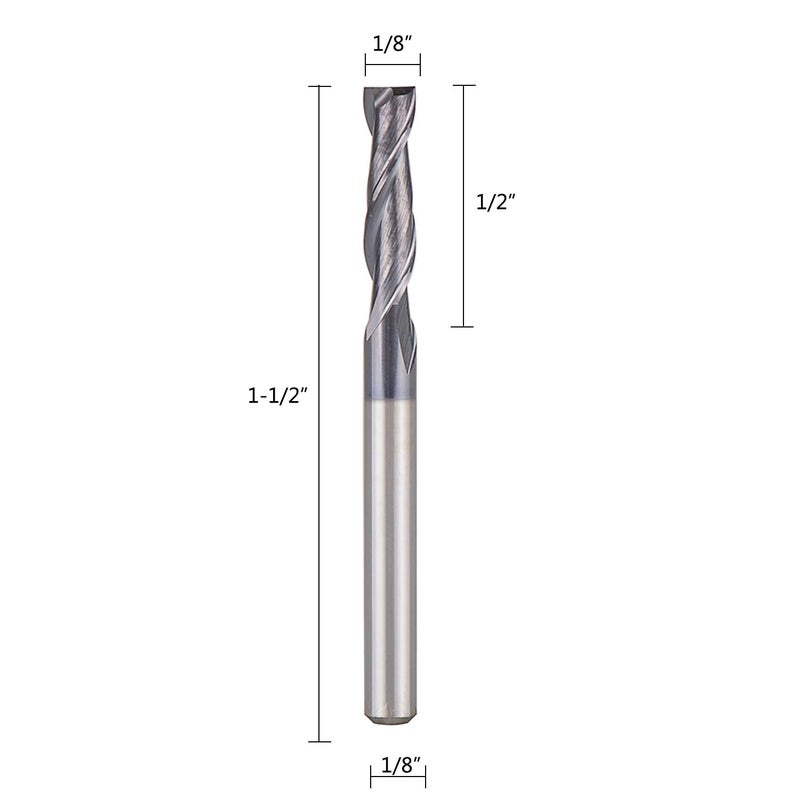SpeTool أداة سبوتول 5 قطع قاطع نهاية كربيد ذو أنف مربع 2 شفرات 1/8 بوصة مع قضيب 1/8 بوصة أدوات ماكينة CNC، مطلي TiAlN - Image 2