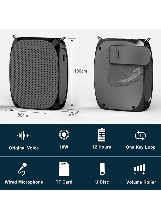 Voice Amplifier Teachers,Megaphone Speaker Portable PA System with Microphone Headset(Work of 12hours) Supports MP3 Format Audio for Tour Guides Coaches Yoga Fitness Instructors(Black)  - Image 5