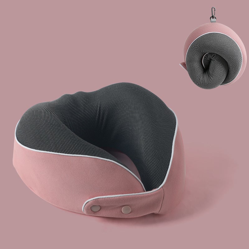 Memory Foam U-Shaped Neck Pillow for Travel Upgrade pink 