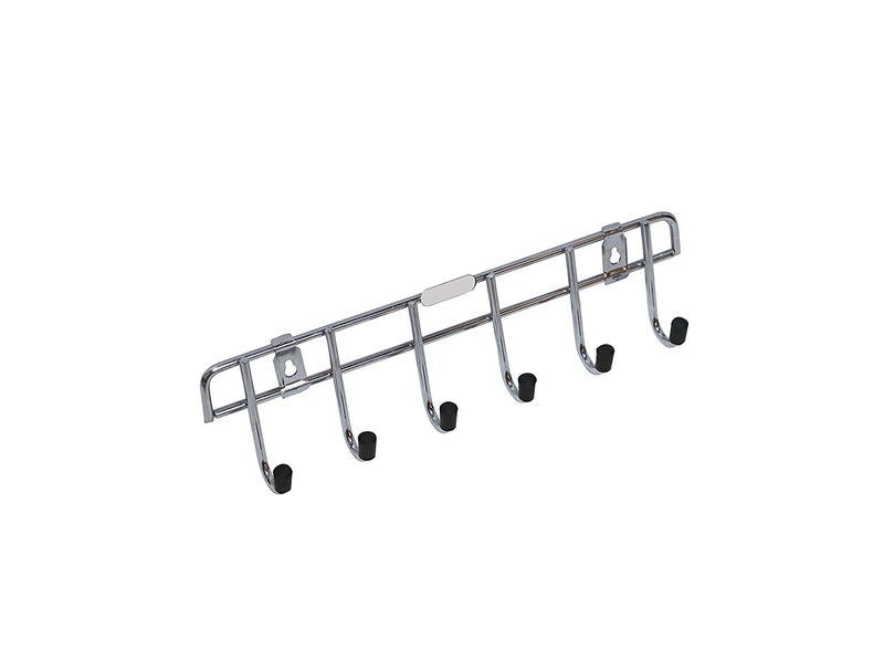BE MALL Fine Quality Stainless Steel Hooks Classic Glossy- 6 Pin Door Wall Bedroom Robe Rail Hanging Keys,Clothes, Towel Hook Premium Fescue Dual Edge 6 pin - Image 1