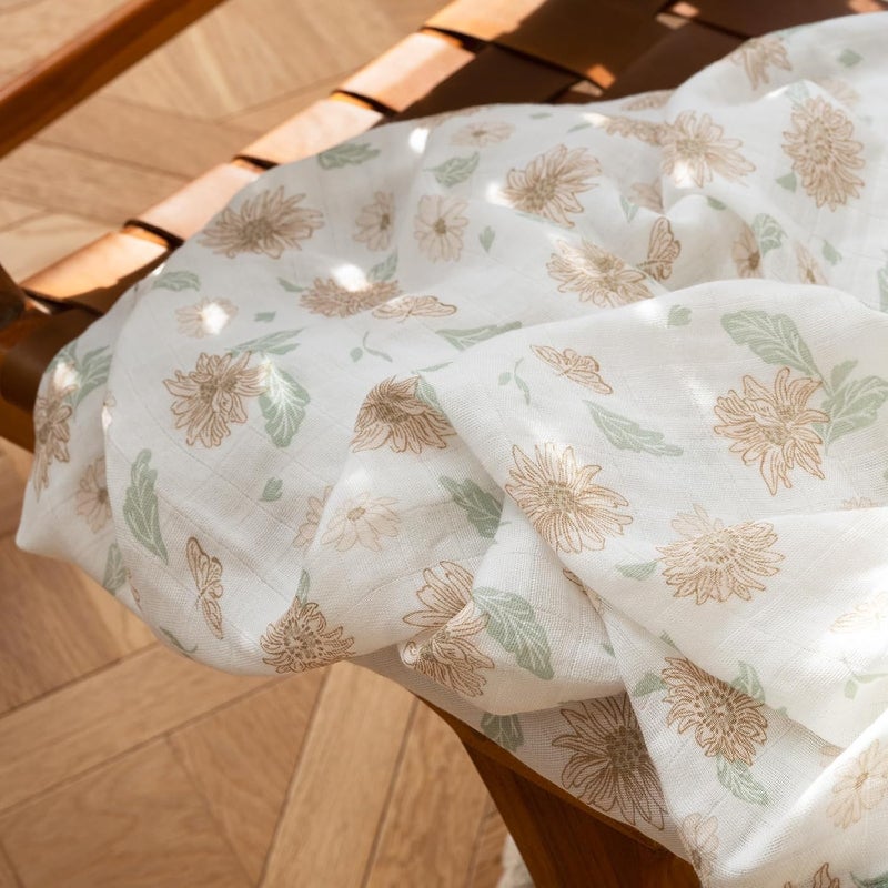 6 Pack Muslin Swaddle Blankets - Soft and Breathable Infant Receiving Blankets (Sunflower) - Image 5