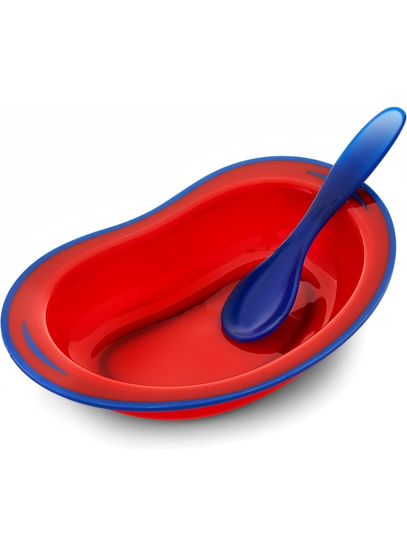 بابلز طبق غذائي للأطفال بغطاء وملعقة-أحمر - Image 5