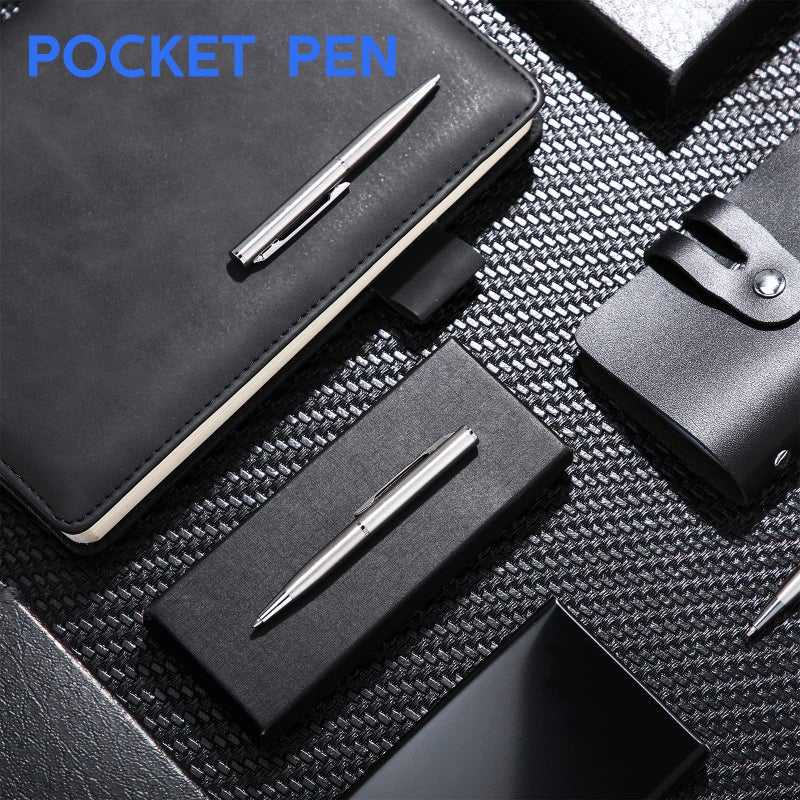 Chinco 16 Pcs Silver Mini Pens Bulk Small Ballpoint Pen Metal Stainless Steel Point Pens Pack with Copper Fittings for Pockets Notebook Notepads Office School, 3 Inch - Image 4