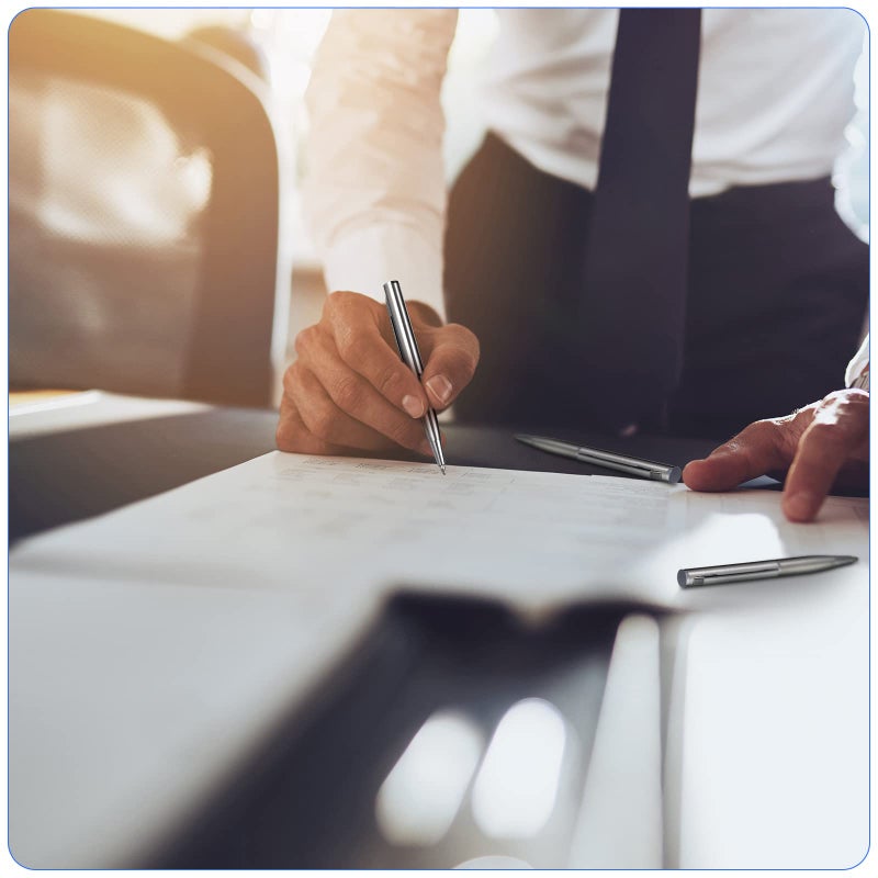 Chinco 16 Pcs Silver Mini Pens Bulk Small Ballpoint Pen Metal Stainless Steel Point Pens Pack with Copper Fittings for Pockets Notebook Notepads Office School, 3 Inch - Image 5