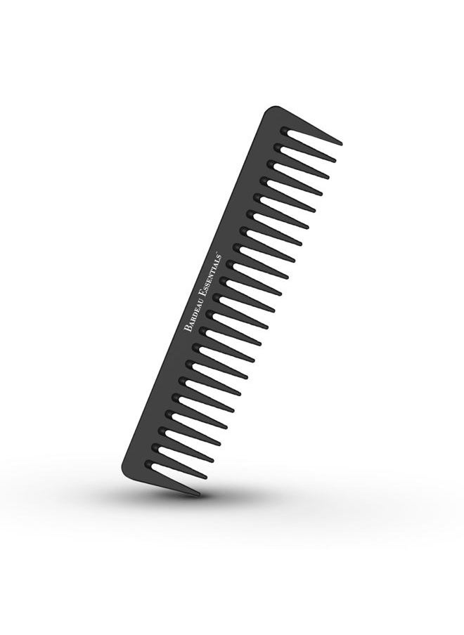 Bardeau Essentials - Black Carbon Wide Tooth Comb for Curly and Straight Hair (7 inch) - Professional Detangling Comb for Men & Women - Detangler Big Tooth Comb for Curls and Wet Hair - Large Barber Comb for Hair Styling - Image 1