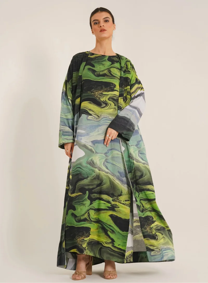 Noor Reem Green Abaya – Inspired by Nature made with Organic Cotton