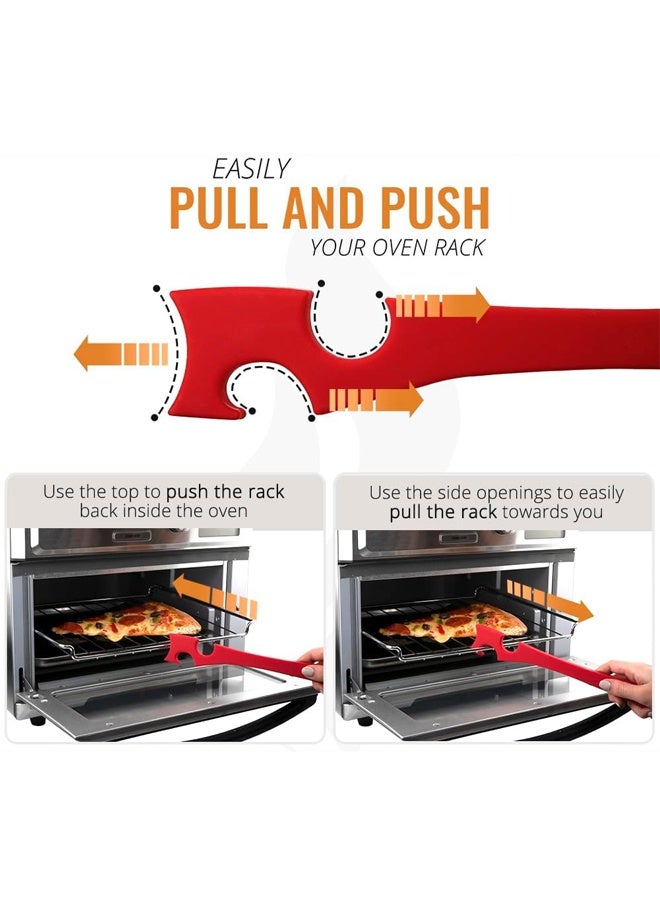 أداة دفع وسحب رافعة فرن السيليكون ذات مقبض أطول، أداة سحب الرف لأفران تحميص مقلاة الهواء والأفرن، عصا مع أداة الخطاف لأدوات المطبخ الصغيرة، أدوات المطبخ الباردة - Image 2