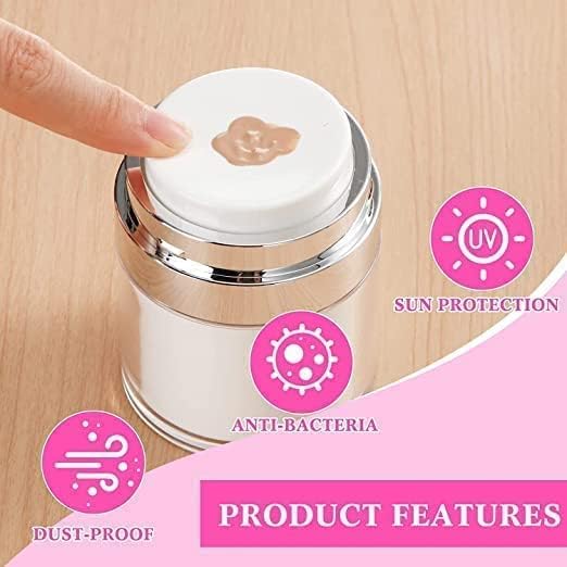 Press Cream Round Bottle Airless Pump Cosmetic Containers Vacuum Press Cream Jars Refillable Face Lotion Box for Lip Balm Eyeshadow Moisturizer Travel Makeup Skin Care Tool Press Bottle 50 ML - Image 4