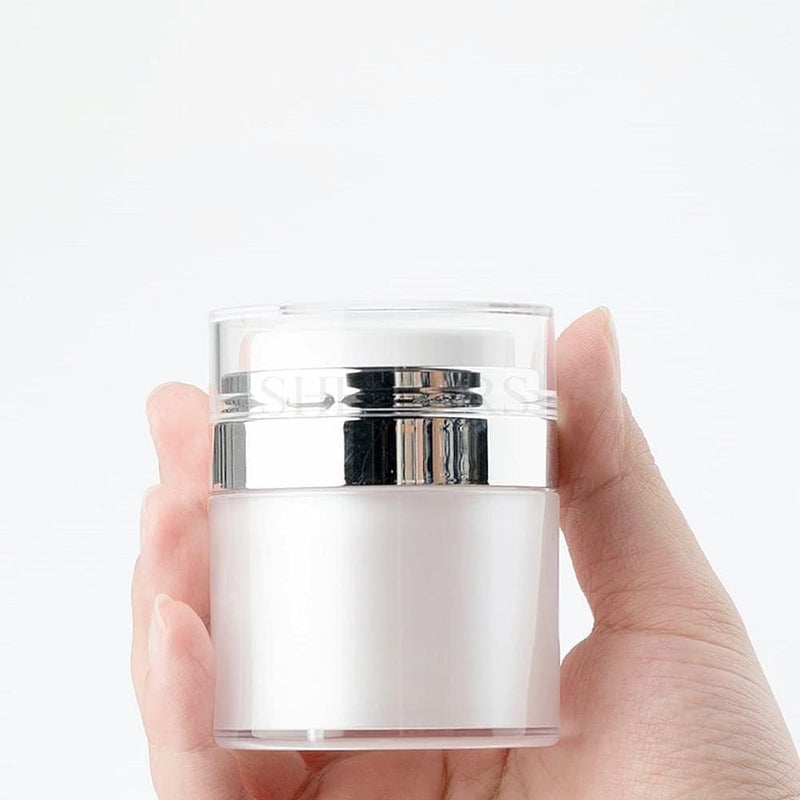 Press Cream Round Bottle Airless Pump Cosmetic Containers Vacuum Press Cream Jars Refillable Face Lotion Box for Lip Balm Eyeshadow Moisturizer Travel Makeup Skin Care Tool Press Bottle 50 ML - Image 3