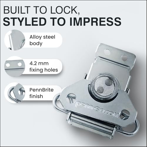 Penn Elcom Medium Butterfly Surface Latch | Spring Loaded Steel Flight Case Catch with PennBrite Finish | Durable Hardware for Road Cases & Racks (L0915Z) - Image 2