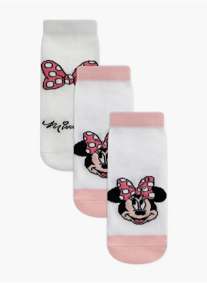 Disney Minnie Mouse Detail Ankle Length Socks - Set of 3