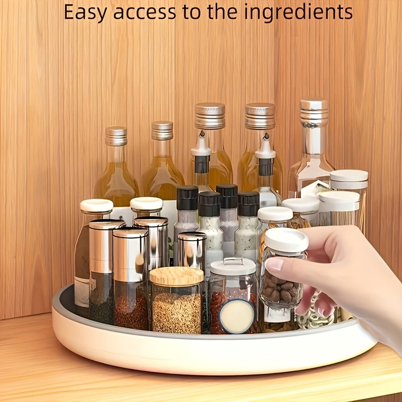 1pc Kitchen Turntable Multifunctional Countertop Seasoning Bottle Soy Sauce Vinegar Storage Rack Storage Plate 360 Rotation Storage Rack - Image 3