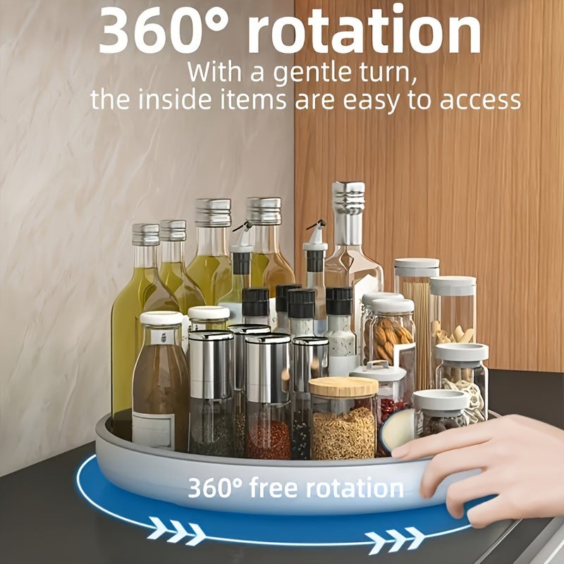 1pc Kitchen Turntable Multifunctional Countertop Seasoning Bottle Soy Sauce Vinegar Storage Rack Storage Plate 360 Rotation Storage Rack - Image 4
