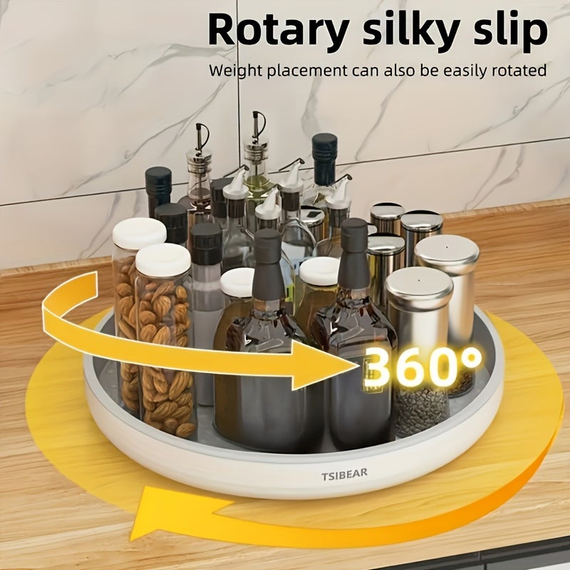 1pc Kitchen Turntable Multifunctional Countertop Seasoning Bottle Soy Sauce Vinegar Storage Rack Storage Plate 360 Rotation Storage Rack - Image 2
