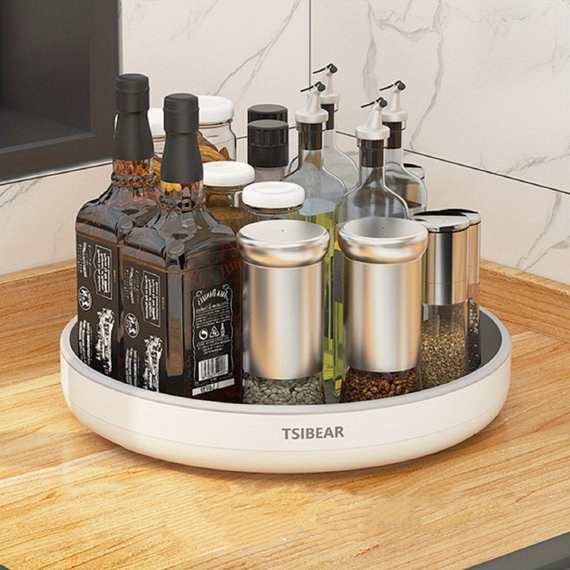 1pc Kitchen Turntable Multifunctional Countertop Seasoning Bottle Soy Sauce Vinegar Storage Rack Storage Plate 360 Rotation Storage Rack - Image 1