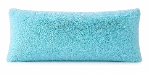 Reafort Luxury Faux Fur Body Pillow Cover 21" x 54", Long Hair PV Plush Body Pillow Case with Hidden Zipper Closure, Ultra Soft Fluffy Decorative Long Pillow Cover (Aqua, Body) - Image 2