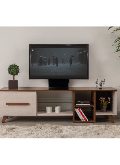 وحدة تلفزيون 1 درج + رفوف MDF متعددة الألوان 160L x 40H x 45W.