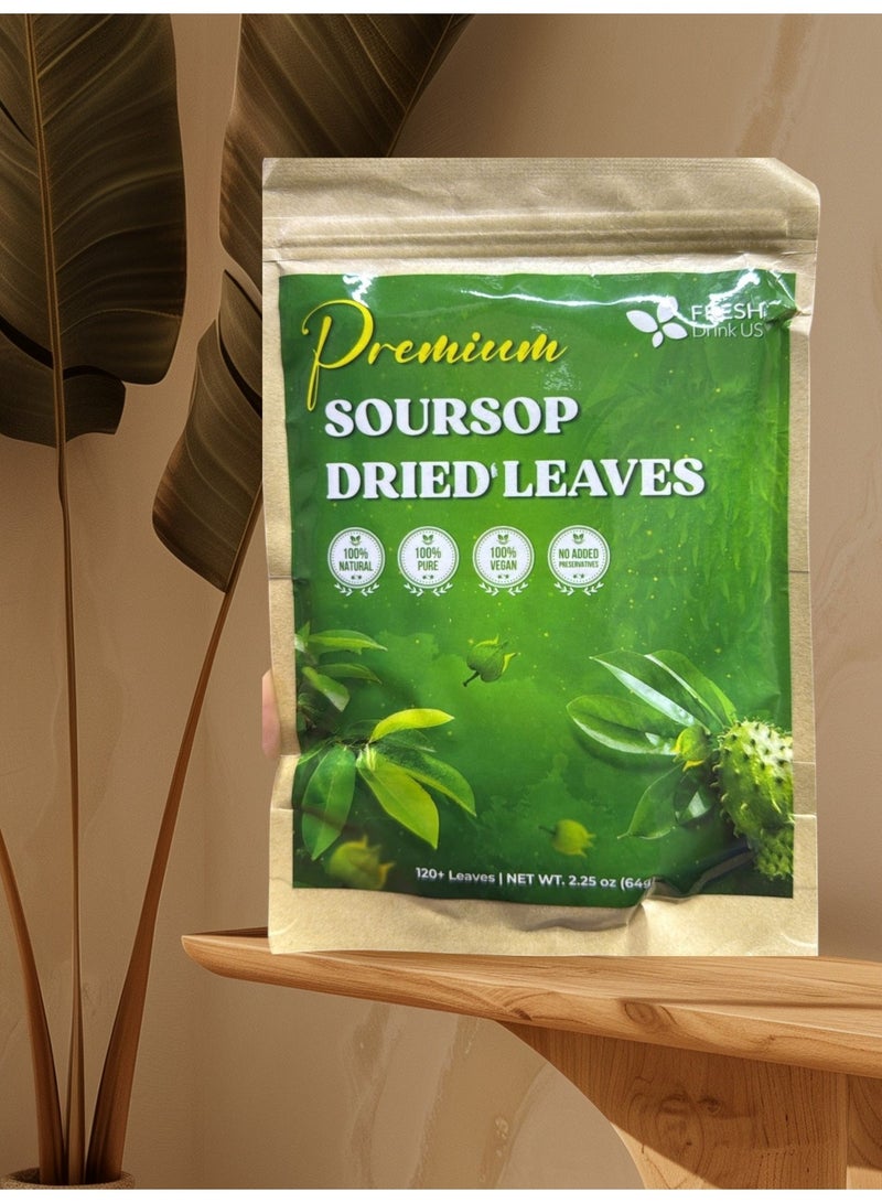 FRESHDRINKUS 120+ Premium Soursop Graviola Dried Leaves, 120-130 Natural Leaves, Whole Soursop Leaves, Wildcrafted, Graviola, Soursop, Hoja Guanabana, Soursop Loose Leaf Herbal Tea, No Gluten, Vegan - Image 1