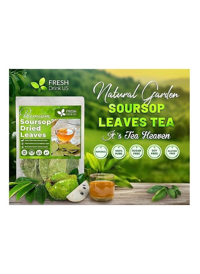 FRESHDRINKUS 120+ Premium Soursop Graviola Dried Leaves, 120-130 Natural Leaves, Whole Soursop Leaves, Wildcrafted, Graviola, Soursop, Hoja Guanabana, Soursop Loose Leaf Herbal Tea, No Gluten, Vegan - Image 3