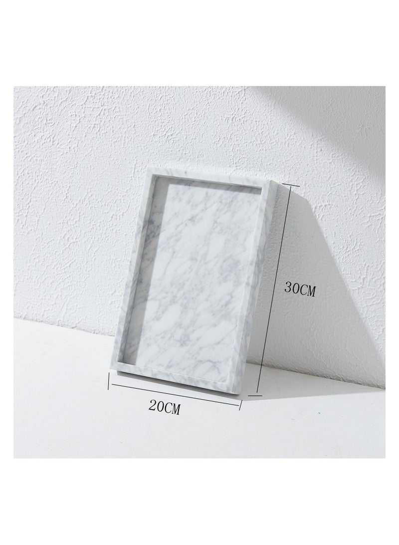 JiFENG Natural Marble Vanity Tray Elegant Bathroom and Kitchen Organizer for Home Decor, Jewelry, Cosmetics, Watches, Decorative Organizer Trays(30*20CM) - Image 1