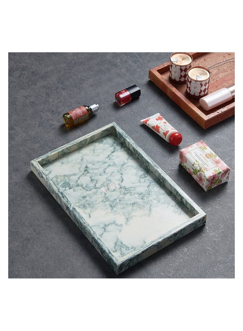 JiFENG Natural Marble Vanity Tray Elegant Bathroom and Kitchen Organizer for Home Decor, Jewelry, Cosmetics, Watches, Decorative Organizer Trays(30*20CM) - Image 2