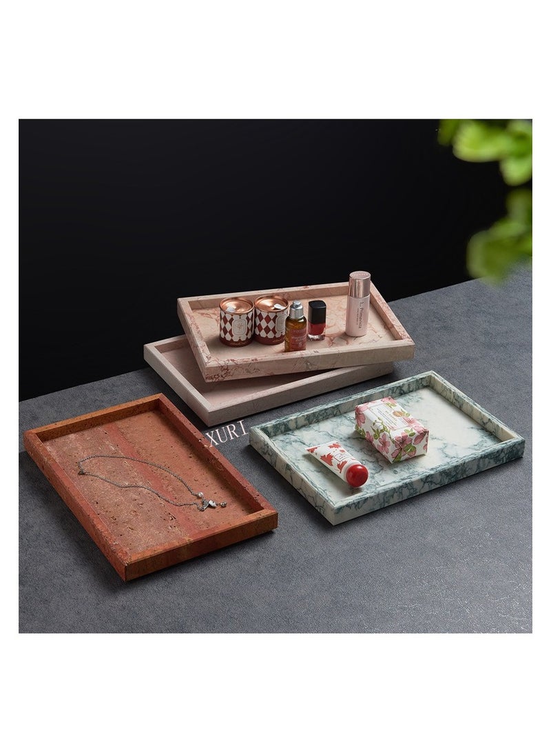 JiFENG Natural Marble Vanity Tray Elegant Bathroom and Kitchen Organizer for Home Decor, Jewelry, Cosmetics, Watches, Decorative Organizer Trays(30*20CM) - Image 3