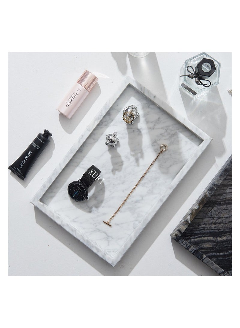 JiFENG Natural Marble Vanity Tray Elegant Bathroom and Kitchen Organizer for Home Decor, Jewelry, Cosmetics, Watches, Decorative Organizer Trays(30*20CM) - Image 4